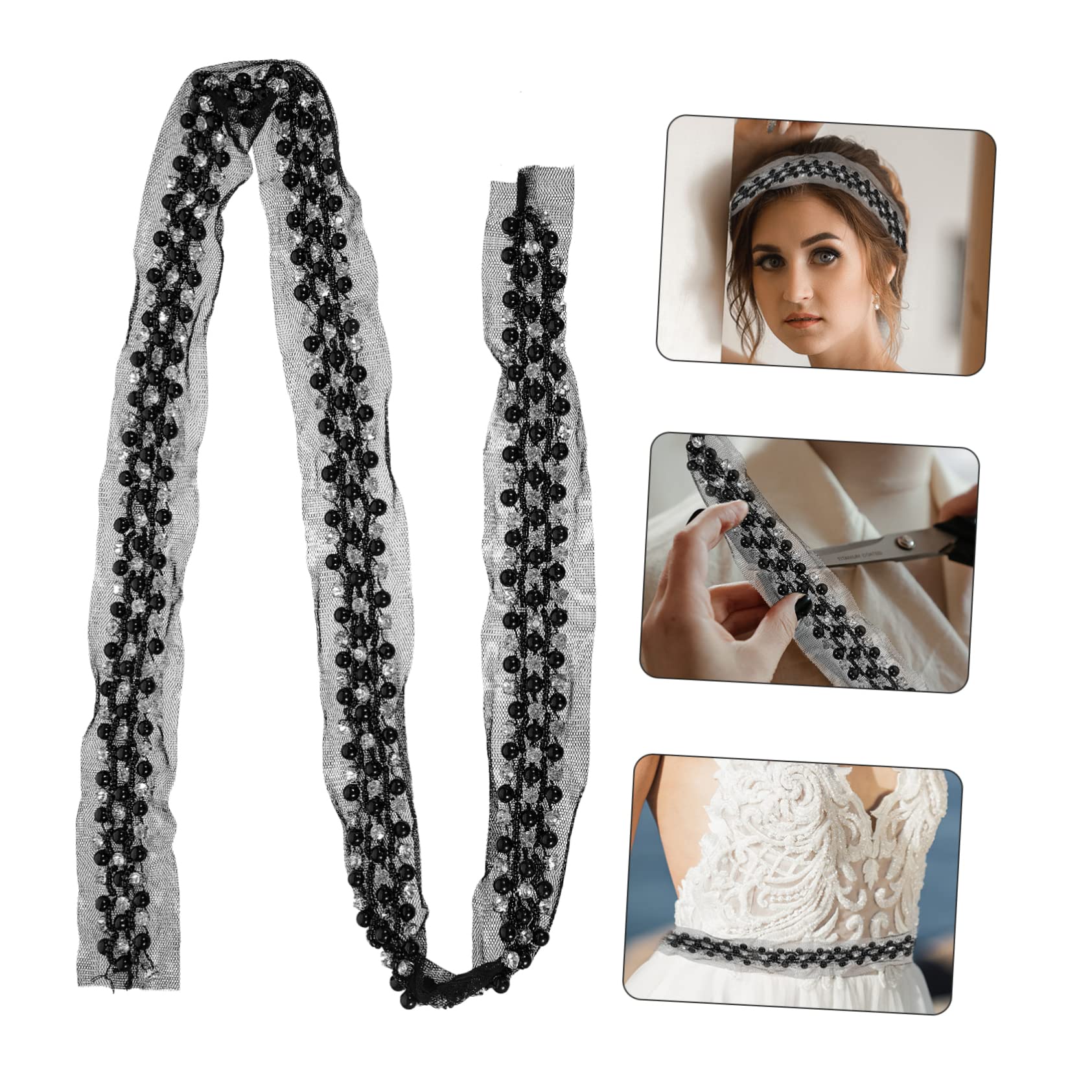 5stücke Sewing Lace Trim Mit Perlen Und Strass Reihig Dekorative Spitze Für Hochzeiten -projekte Kleidung Und Bastelarbeiten