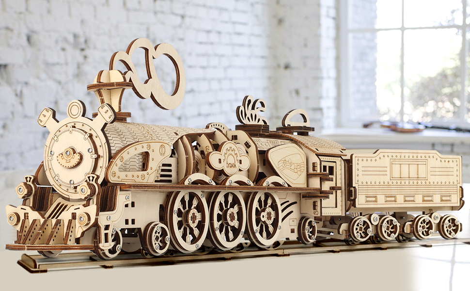 3D Wooden Puzzles For Adults, Movable DIY Wooden Train Crafts Vehicle...