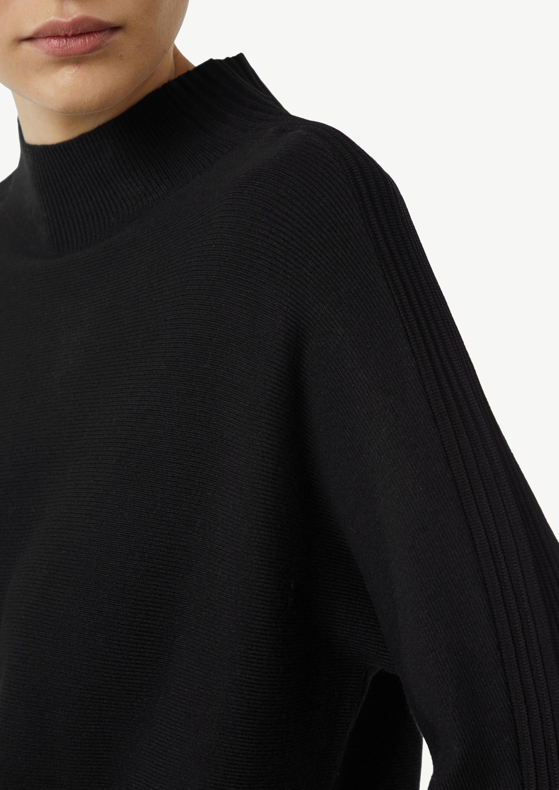 Comma Feinstrickpullover mit Stehkragen und Rippdetail
