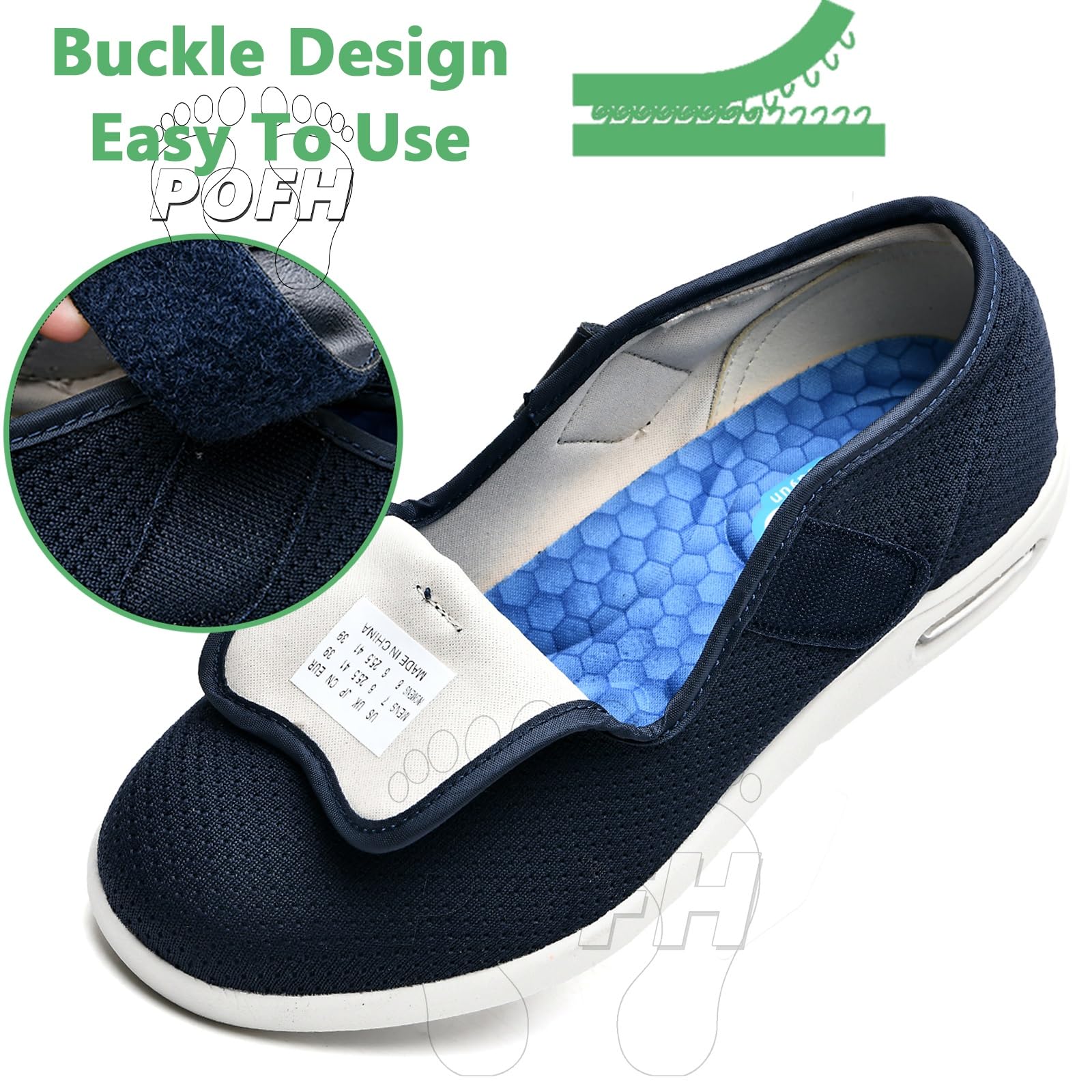 Scarpe Piedi Gonfi Donna, Scarpe da Ginnastica in Rete Traspirante Comode E Casual Scarpe da Ginnastica Traspiranti con Cuscino d'Aria Scarpe per Fascite Plantare (Color : Black, Size : 37 EU)