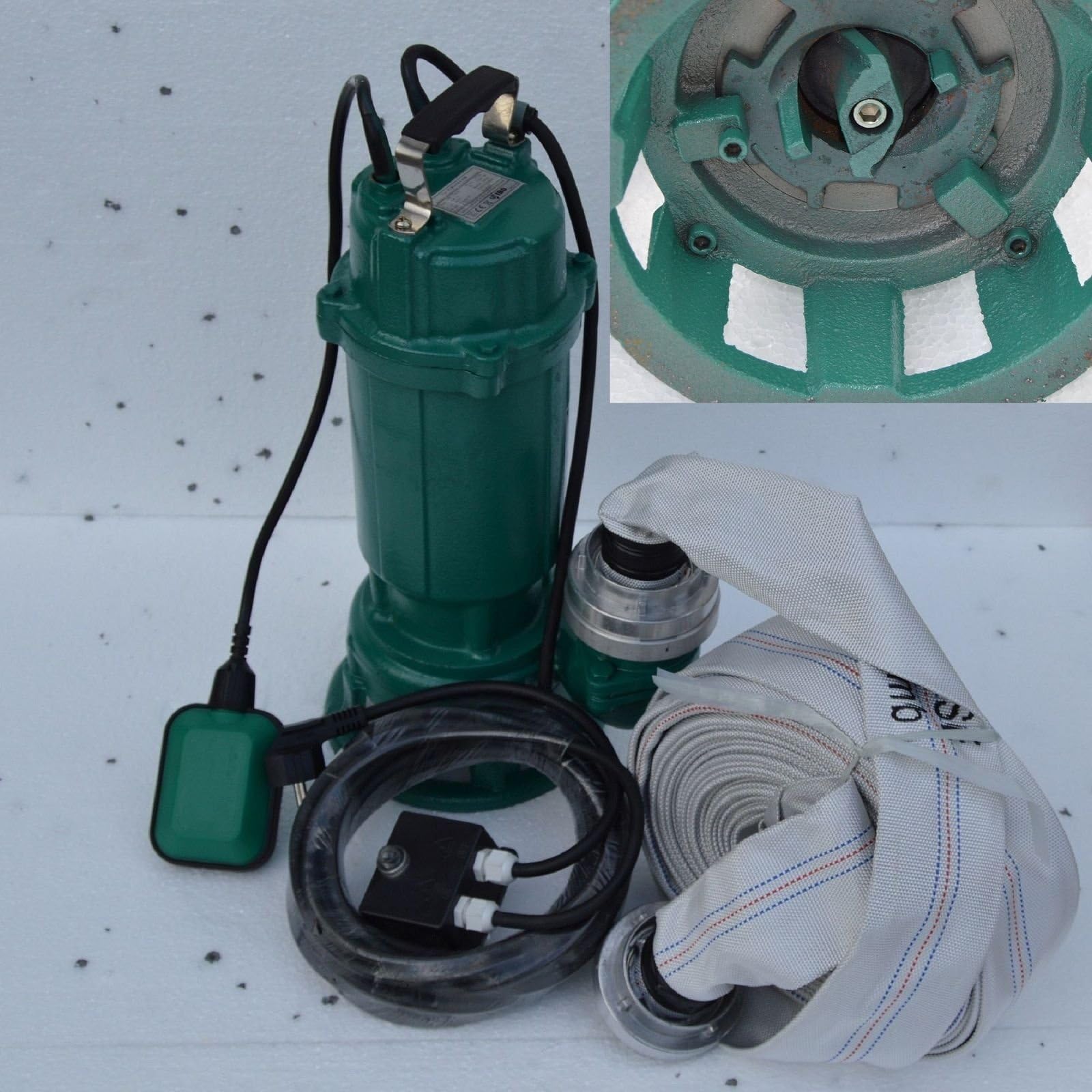 Professional waste pump m. Cutter Schmutzwasserpumpe 18h + 20m hose