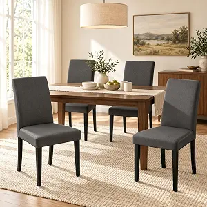 Yaheetech Dining Chairs Set of 4 Upholstered Kitchen Chairs in Dark Gray