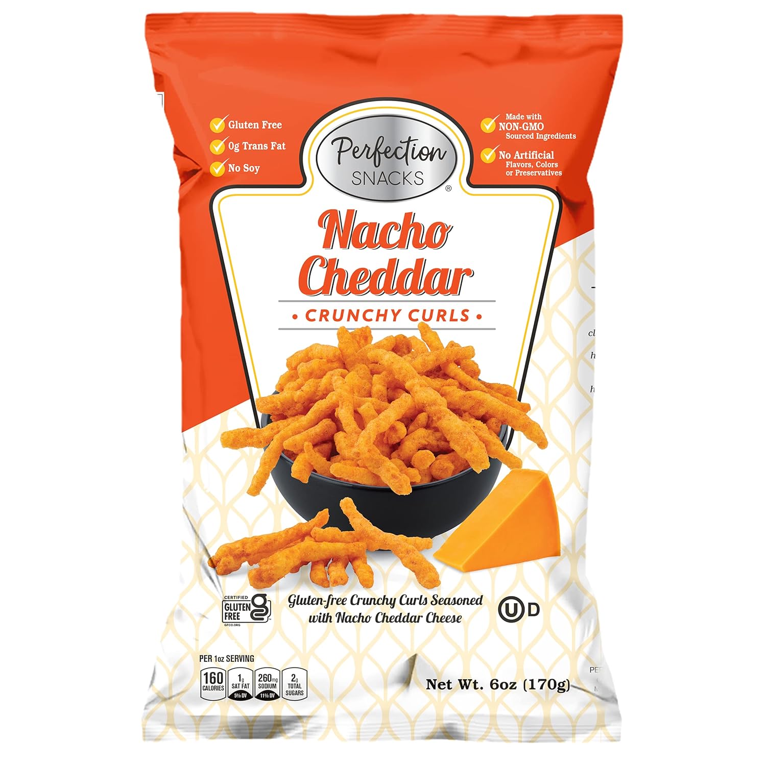 Perfection Snacks Nacho Cheddar Crunchy Curls, Gluten Free