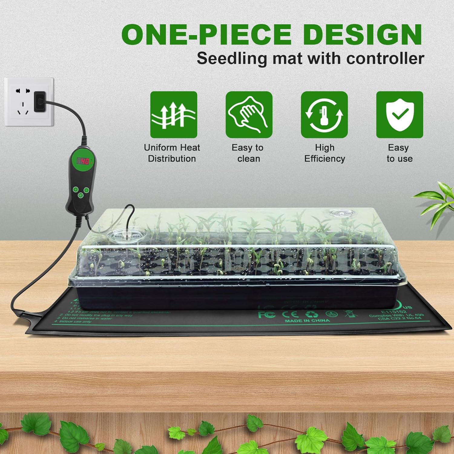 Seedling Heat Mat with Built-in Thermostat 2 Pack, 10" x 20.75" Waterproof Plant Heating Pad with Temperature Controller for Hydroponic,Germination, Indoor Gardening, Greenhouse, MET-Certified