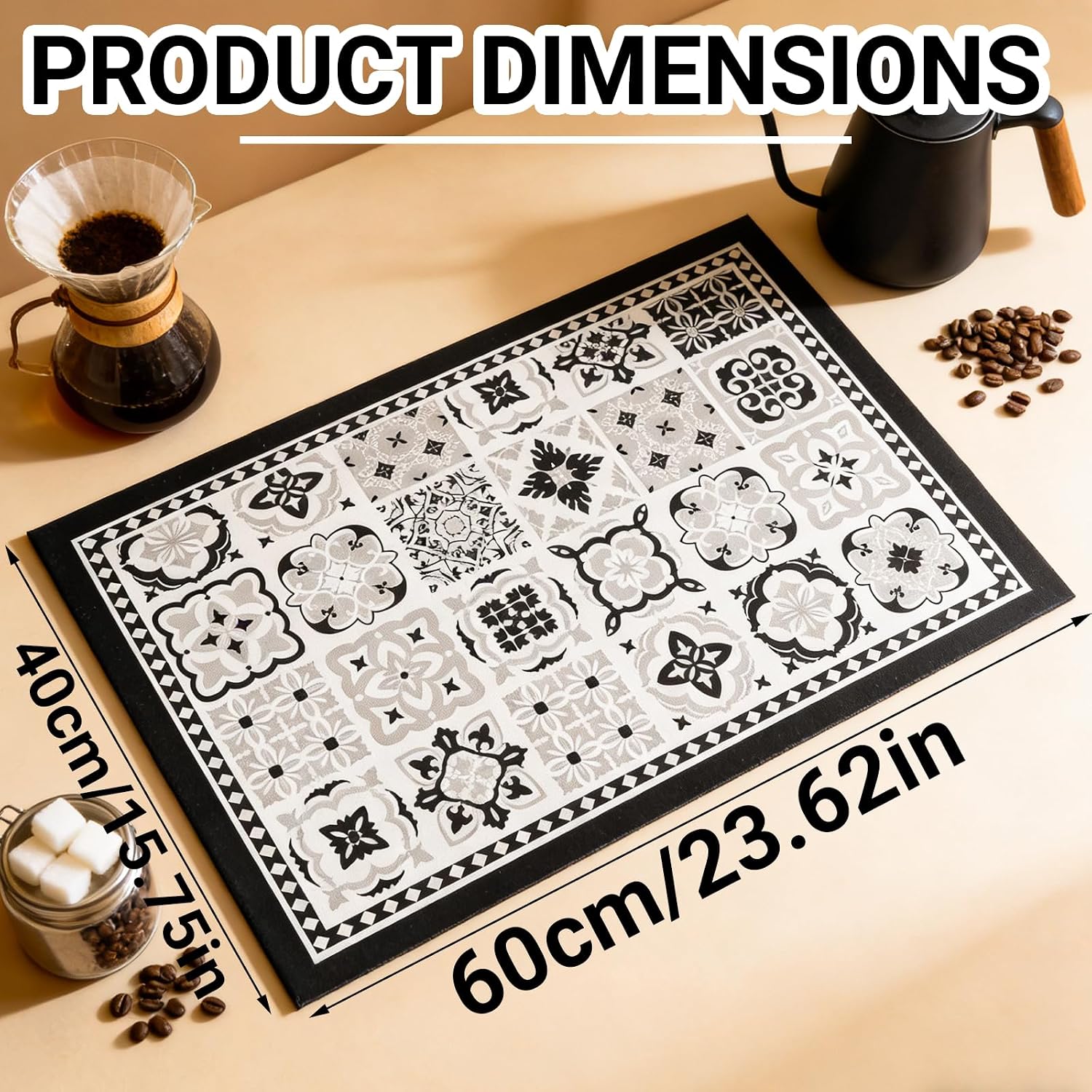 Kitchen Counter Drying Mat, Multiple Patterns, Non-Slip Base, Heat Resistant (Geometric Designs, 16" x 24")