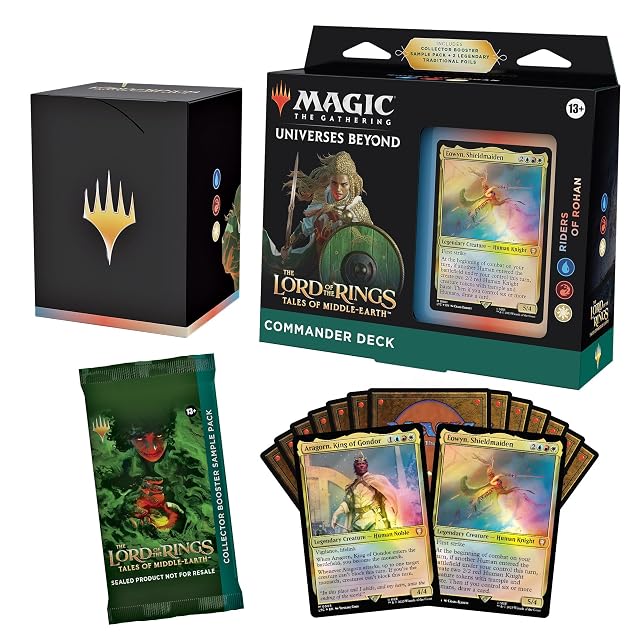 Magic: The Gathering The Lord of The Rings: Tales of Middle-Earth Commander Deck - Riders of Rohan (100-Card Deck, 2-Card Collector Booster Sample Pack + Accessories) (Versión en Inglés)