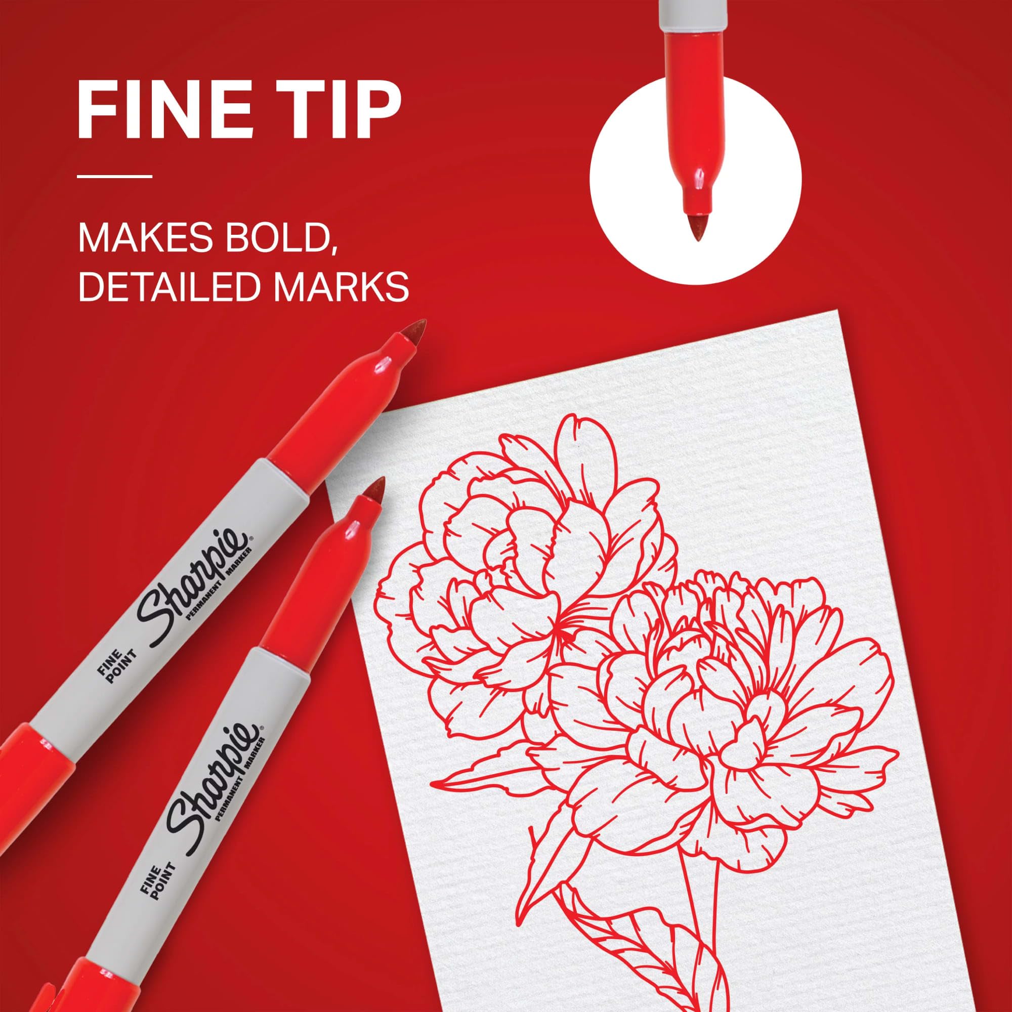 Sharpie Red Permanent Markers - 12 Count -3