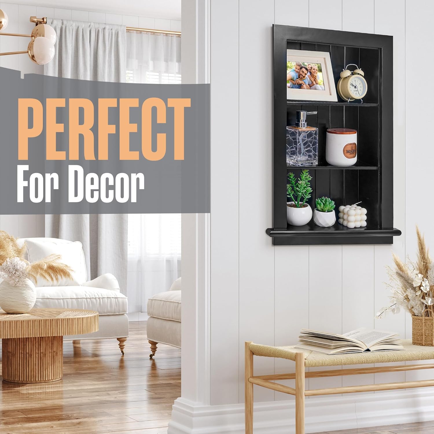 Houseables Recessed Medicine Cabinet, Recessed Wall Niche, In Wall Medicine Cabinet, Bathroom Niche, Insert for Drywall, Between Studs Shelf Replacement, Without No Mirror, Recess, Wood, 14x24 (17x27)