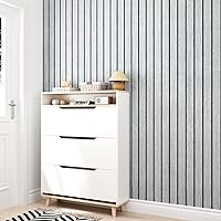 Vista 4 de Wallercity Paneles de Pared de Listones de Madera Autoadhesivos Blanco/Gris, Paneles 3D para Decoración de Pared, Insonorizados, de Despegar