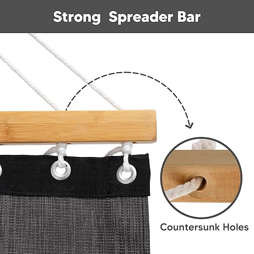 Miniatura 4 de SUNCREAT Hamacas para exteriores con soporte, hamacas dobles extra grandes para 2 personas resistentes, capacidad de 450 libras, gris oscuro