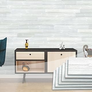 Nail Up Real Barn Wood Planks, Thicken Rustic Reclaimed Wood Panel for Accent Walls, 11 Sq.Ft, 6 Pack, 48" L X 5.5" W X 0.3" Th - Off White