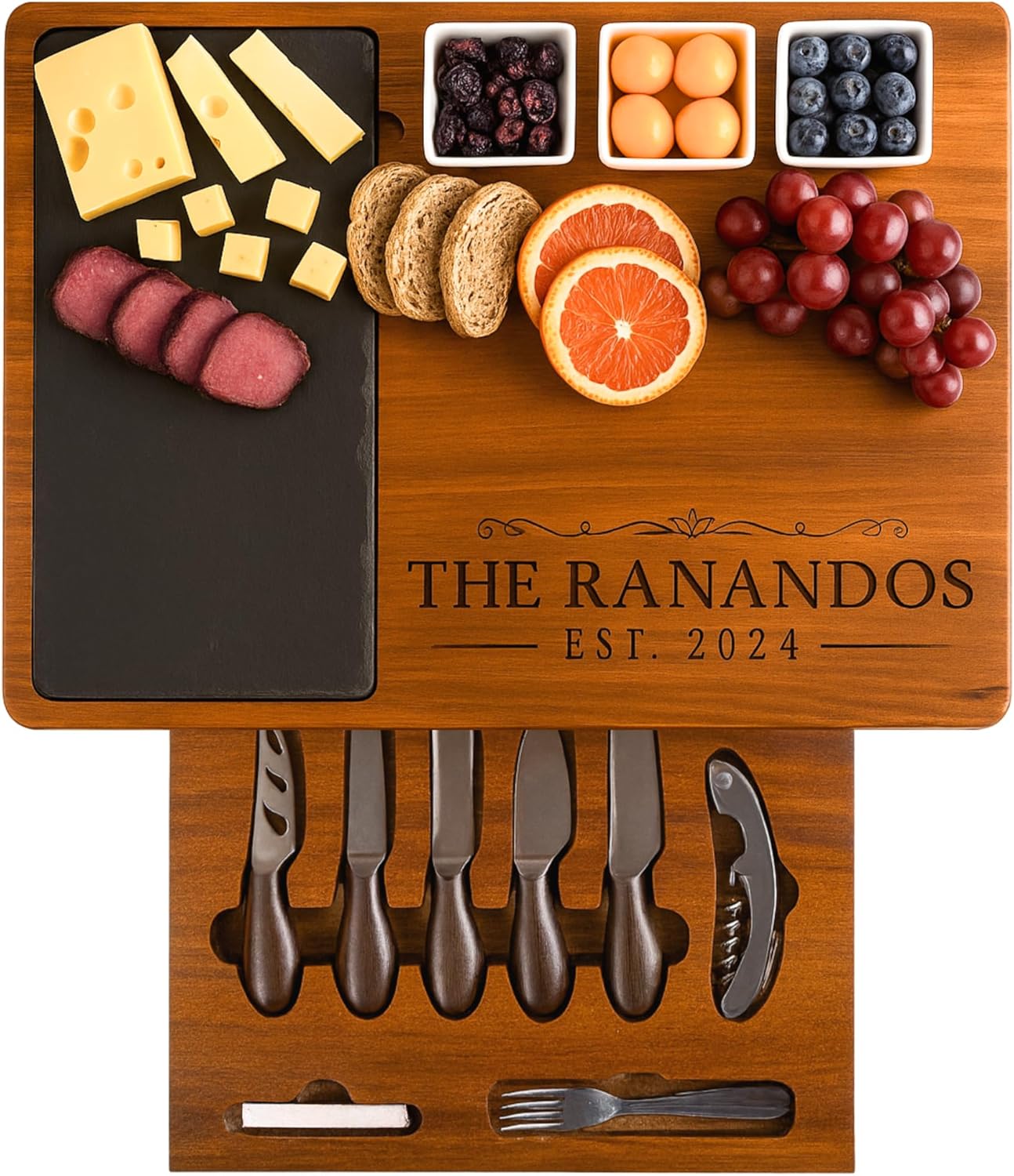Personalized Acacia Wood Charcuterie Board Set with Stainless Steel Knives – Custom Cheese Board Gift for Wedding, Christmas, Housewarming, Bridal Shower, Anniversary, Women and Couples, Gifts for Her Personalized Acacia Wood Charcuterie Board Set with Stainless Steel Knives – Custom Cheese Board Gift for Wedding, Christmas, Housewarming, Bridal Shower, Anniversary, Women and Couples, Gifts for Her