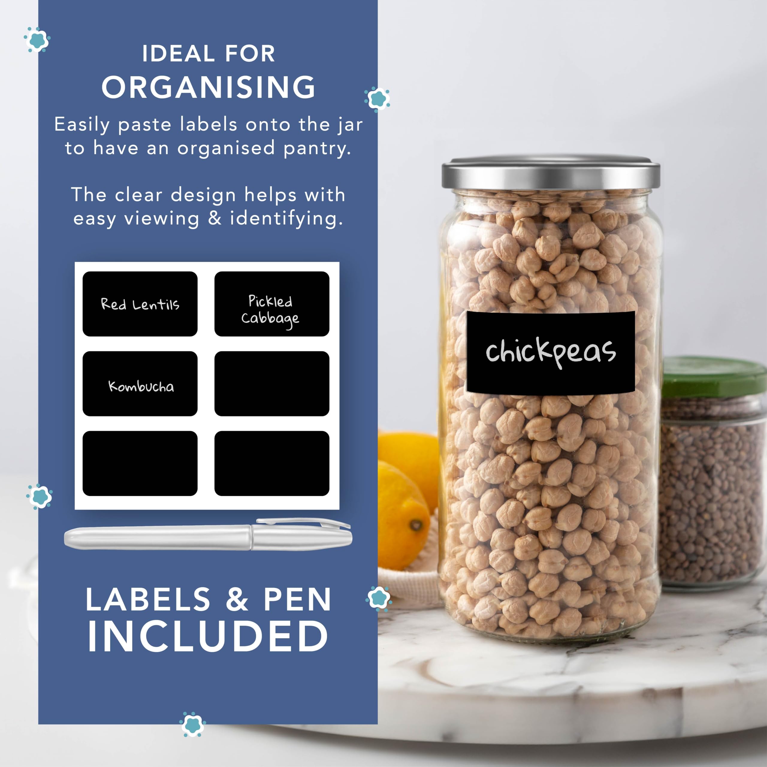 Barattoli Vetro Con Coperchio 1 Litro - Confezione Da 6, Ermetici, Per Marmellate E Conserva - Foto 6