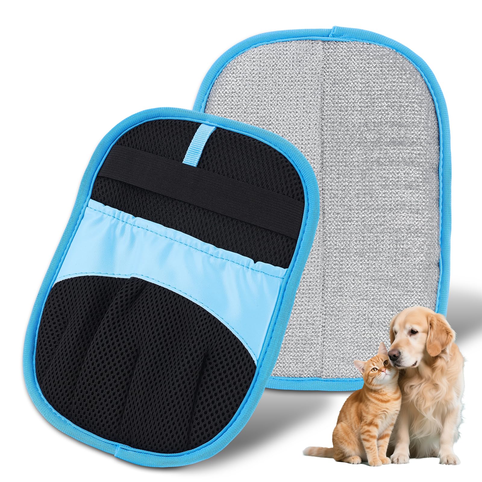2 Pack Pet Hair Removal Glove, Reusable Electrostatic Magic Brush Gloves, Cat&Dog Hair Remover for Deshedding, Furniture, Clothes, Sofas, Carpets