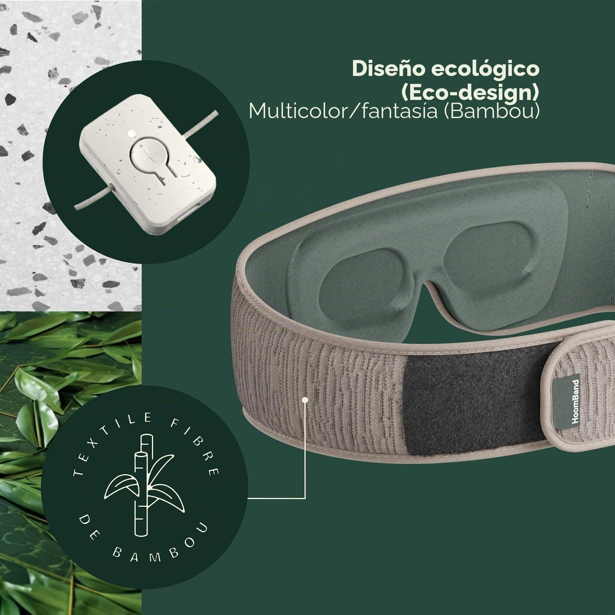 HoomBand Ultimate - Auriculares inalámbricos para dormir Bluetooth 5.0 | Máscara 100% opaca | Terapia de sonido, historias hipnóticas gratuitas, meditación | Ajustable | Cable magnético