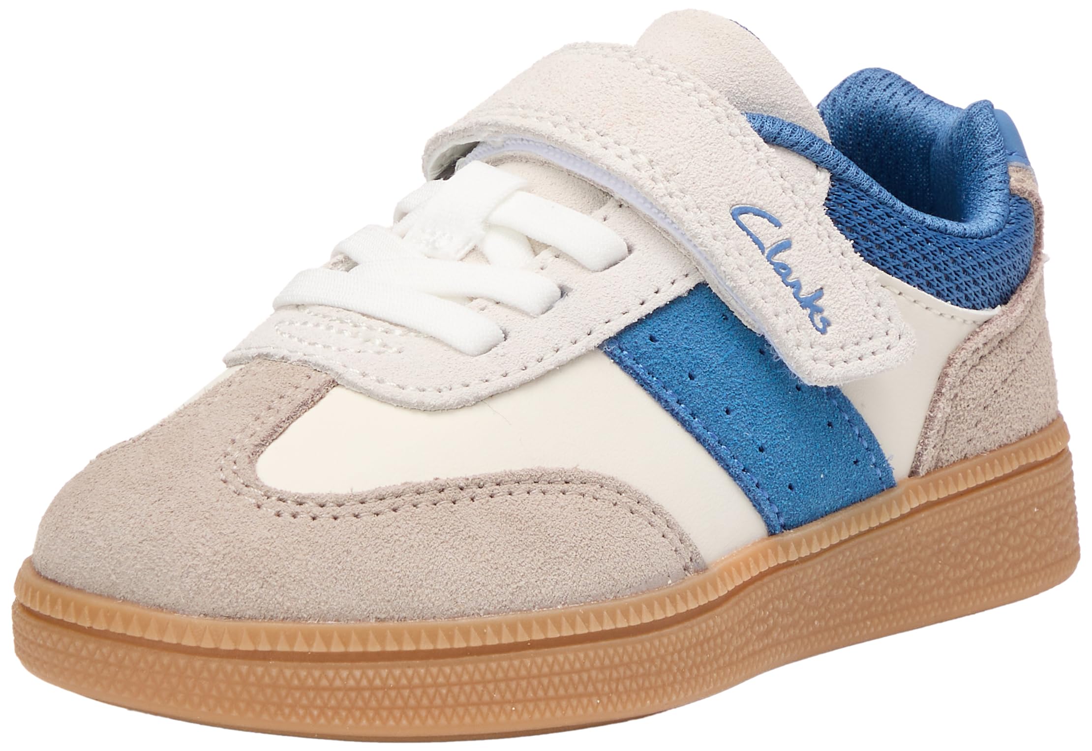 Clarks Girls White/Blue Suede Cypress Step K Infant Shoes Colour: :, Fit: G Size 9 Kids