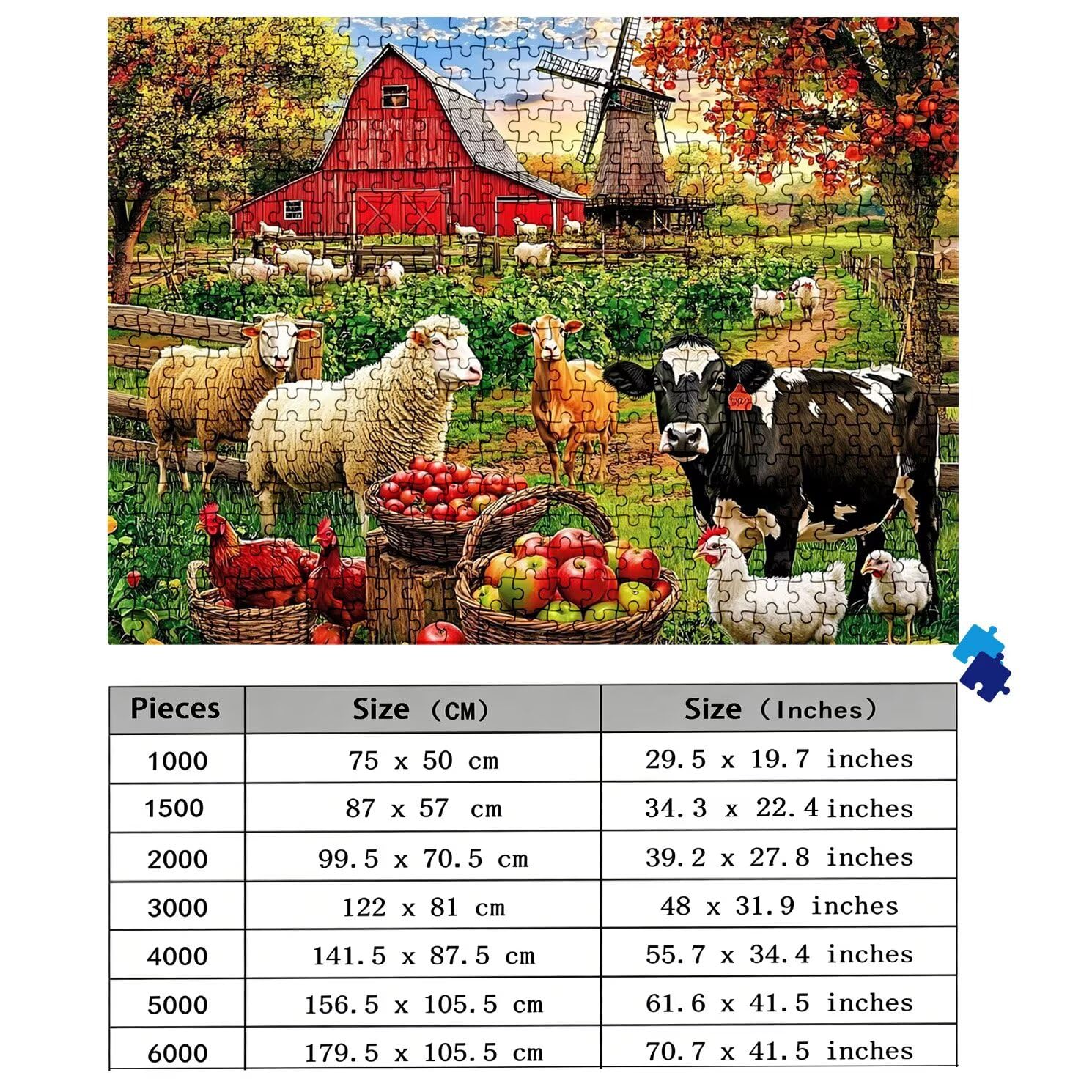 Puzzle 2000 Teile, Holzpuzzle Erwachsene - Impossible Puzzle 99.5 x 70.5 cm niffliges Denkspiel & Denksport für Frauen & Männer, Familienspiel, Home Dekor, Geschenk für Frauen Bauernhof Tier w0-664