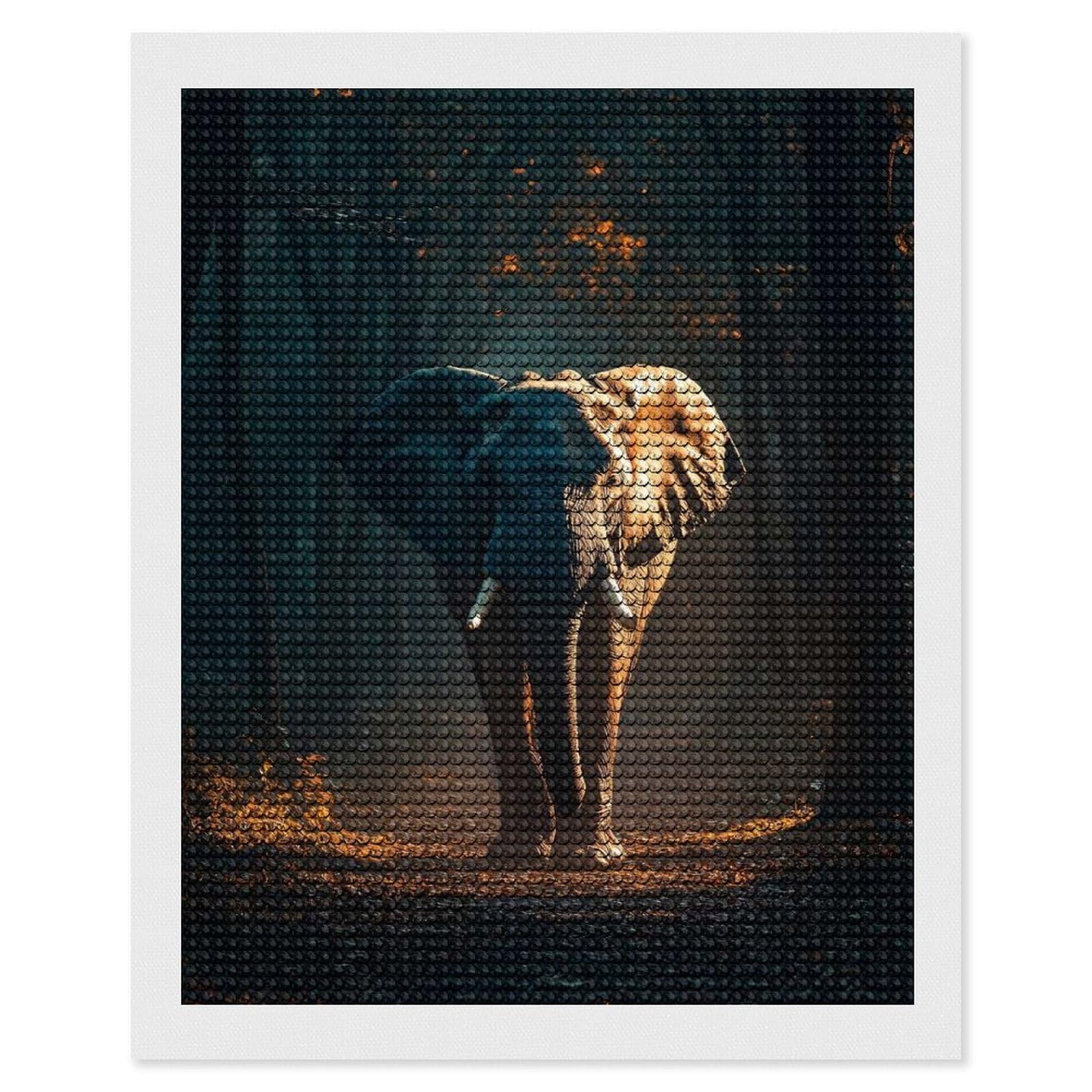Junmoney Elephant in Forest Full Drill Diamond Painting Kit 16"x20", for Teens, Adhesive Canvas, Bedroom Decor, Holiday Gift Idea