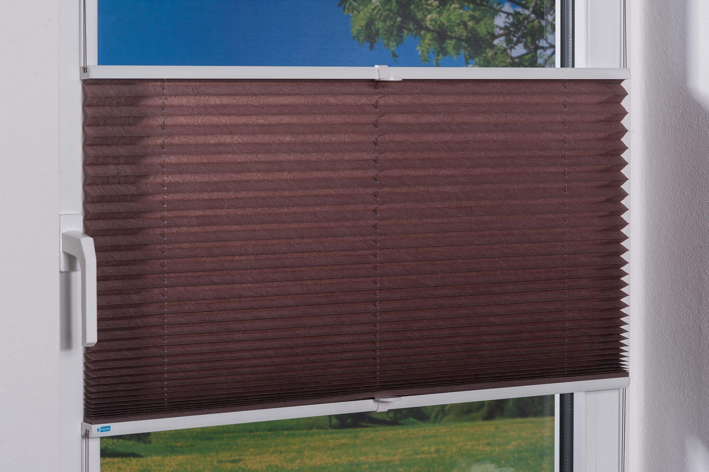 Khome K-home Klemmfix-Plissee 80 x 210 cm (B x L) Mokka Lichtschutz +++ Moderne Crushed Optik +++ – Bild 5