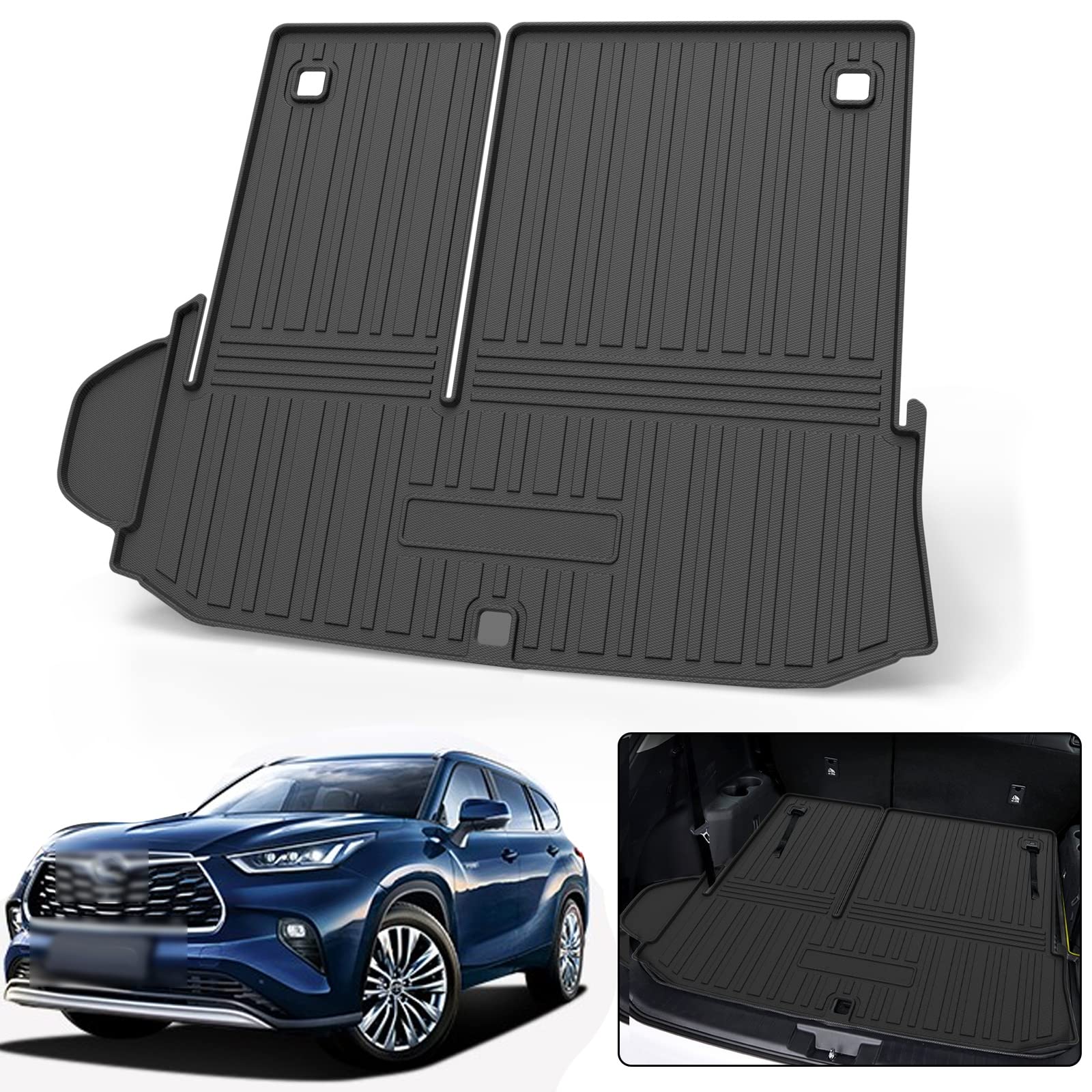Photo 1 of Elsetyler Cargo Liner for 2020 2021 2022 2023 Highlander - TPO All Weather Heavy Duty Waterproof Rear Cargo Tray Trunk Floor Mat Protector for Toyota Highlander (Only Fits Models Without Subwoofer)