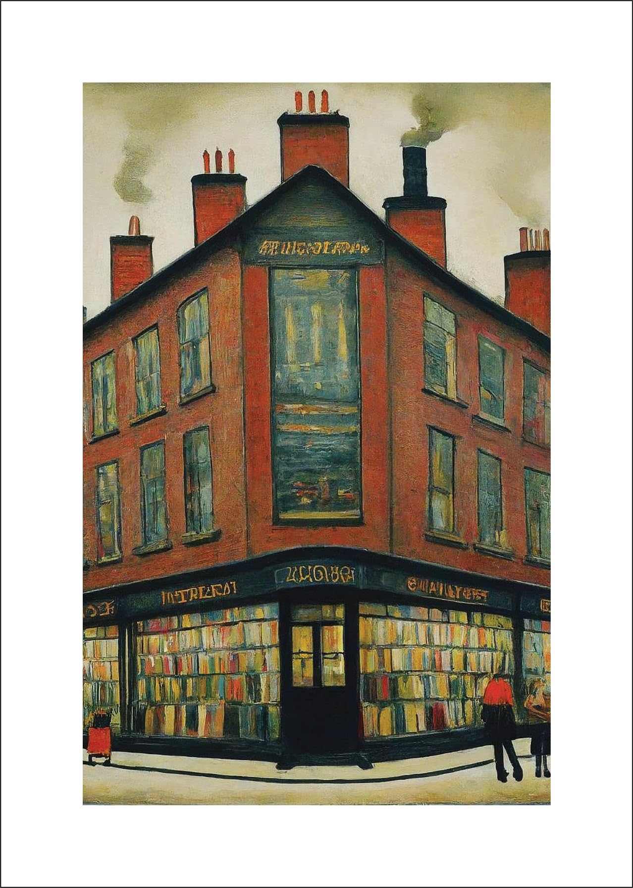 Greetingles Assorted Lowry Style Giclée Art Print 30 X 21Cm. Choice Of Designs And Frames. (Bookshop)