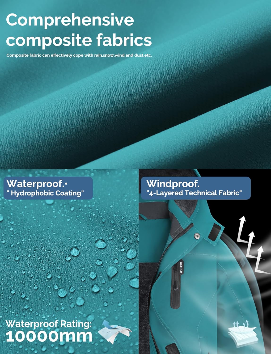 WULFUL Boy's Waterproof Ski Jackets Warm Fleece Lined Hooded Winter Snow Coat - Image 7