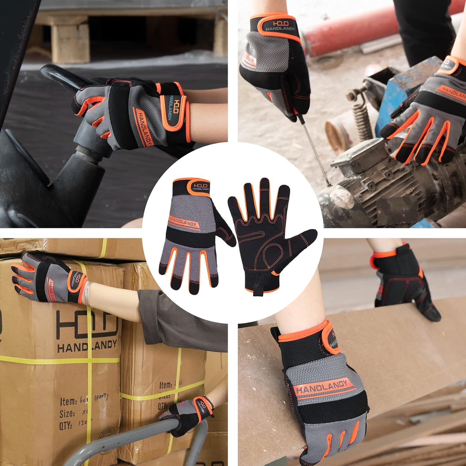 HANDLANDY Work Gloves for Men & Women, Utility Mechanic Working Gloves Touch Screen, Flexible Yard Work Gloves - Image 7