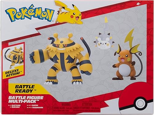 Miniatura 2 de Figura de batalla de Pokémon, paquete de 3 - Incluye figuras de batalla de 2 pulgadas de Togedemaru y Raichu y de 3 pulgadas de Electivire