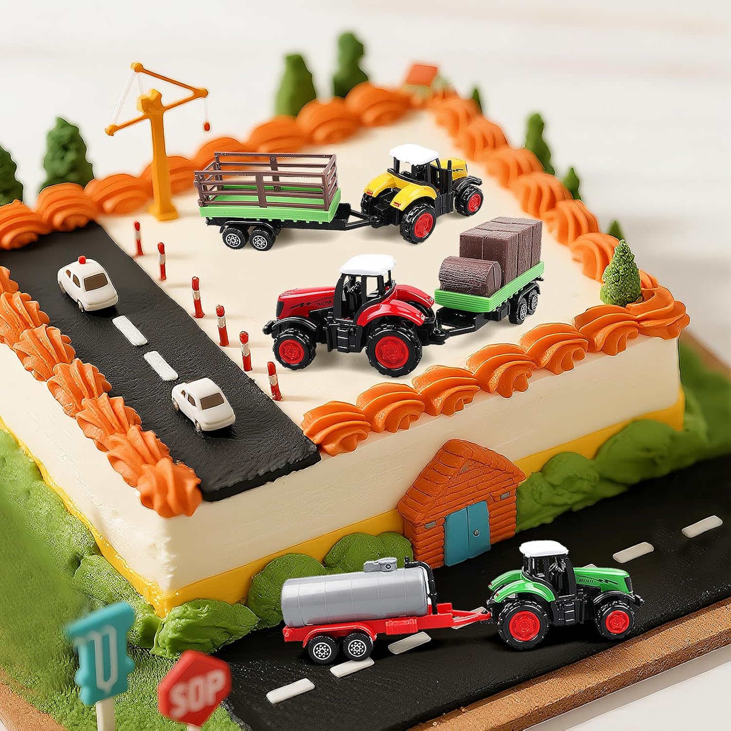 3 Pack Farm Tractor Toys with Trailers – Diecast Plastic Detachable Alloy Tractors and Truck Toys for Kids, Perfect for Toddlers Boys Ages 3-8, Christmas Birthday Gift & Cake Toppers