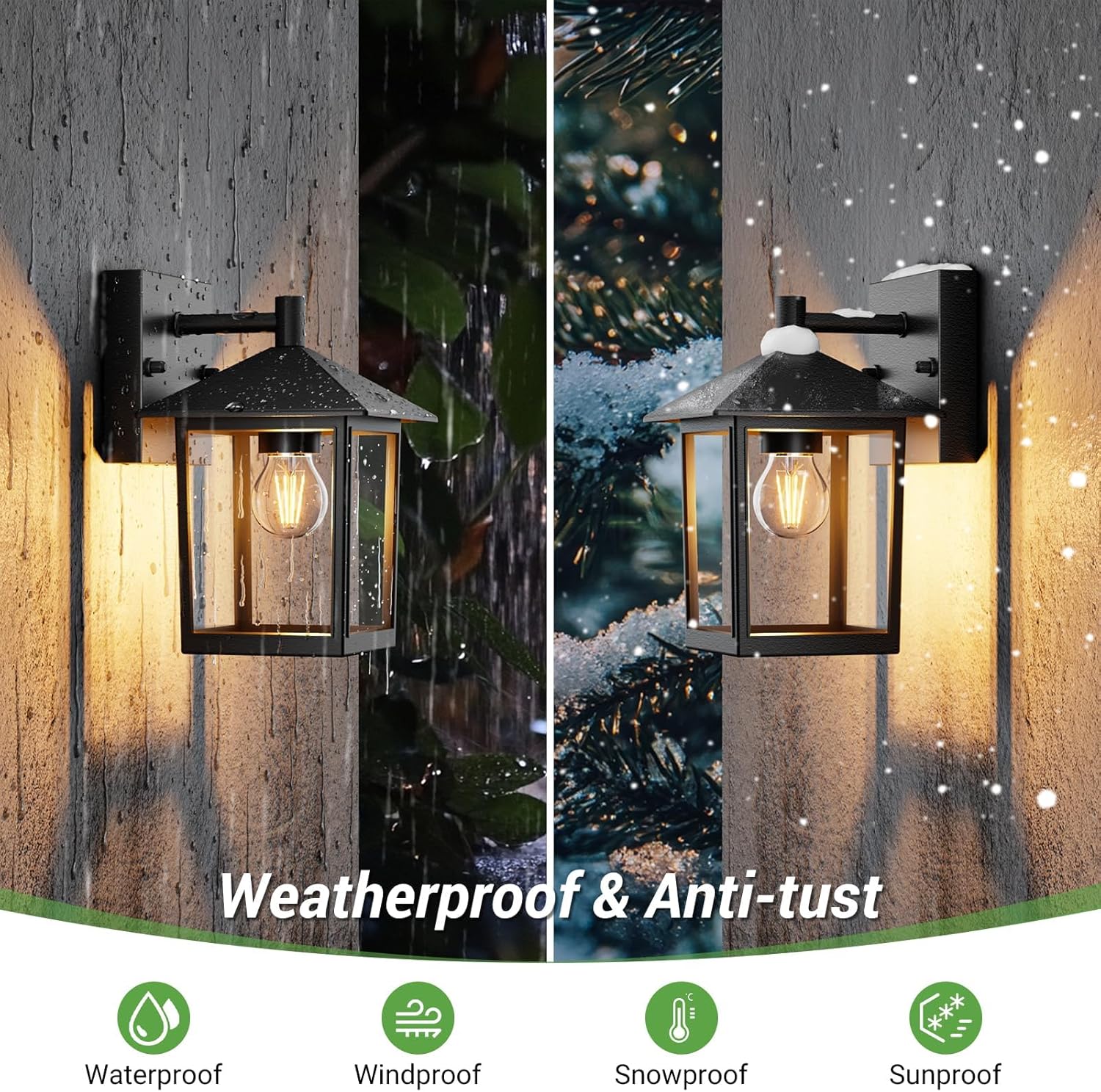 zemty Outdoor Wall Light Fixtures, Matte Black Exterior Front Porch Light with E26 Socket, Waterproof Exterior Wall Sconce Lighting Lamp for House, Doorway, Garage,2Pack(Bulb Not Include)