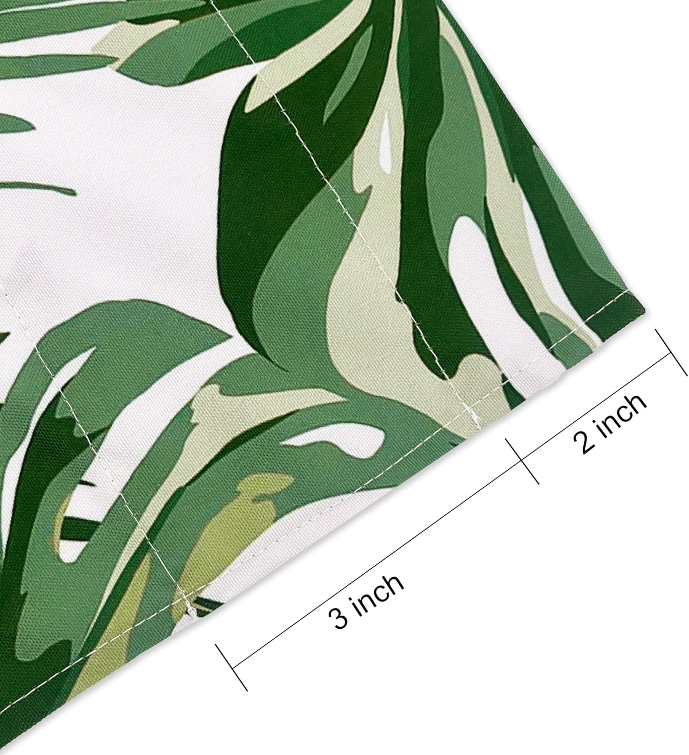 Green Tropical Leaves Kitchen Valances for Windows Botanical Pattern Rod Pocket Summer Short Curtain for Kitchen/Living Room, 52"x18", 2 Pieces