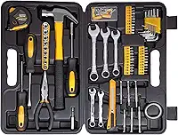 CARTMAN Conjunto de ferramentas de 148 peças Kit de ferramentas manuais geral com caixa de ferramentas de plástico, conjunto automotivo amarelo