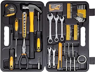 CARTMAN 148 Piece Tool Set General Hand Tool Kit with Plastic Toolbox Storage Case, Automotive Set Yellow