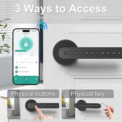 Miniatura 2 de Pomo de puerta inteligente con teclado, cerradura de puerta de entrada sin llave, cerradura de puerta con código de asa, cerraduras de puerta para