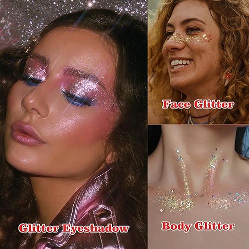 Miniatura 2 de CarMela - Paleta de sombra de ojos con purpurina gruesa, textura cremosa, sombra de ojos con purpurina de larga duración para niños y mujeres,