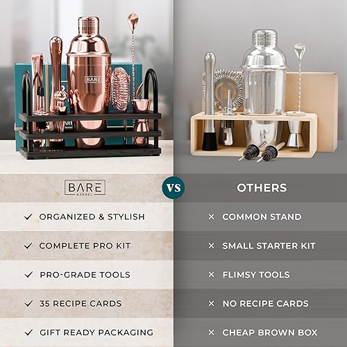 Miniatura 6 de Mixology - Kit de barman de oro rosa  Juego de coctelera para el hogar  Juego de coctelera de Martini  Kit de cóctel Kit de bar, kit de barman, kit