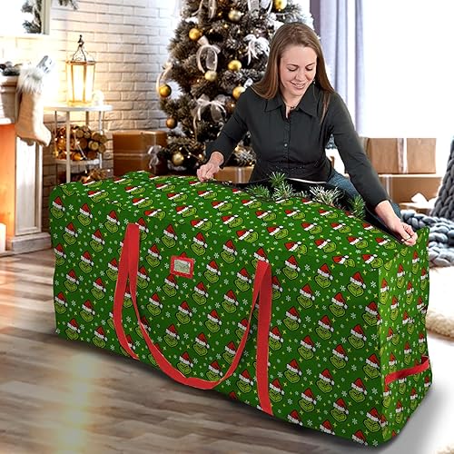 Miniatura 6 de Bolsa de almacenamiento para árbol de Navidad, contenedor de almacenamiento Oxford extra grande para árbol desmontado de hasta 7.5 pies, caja verde