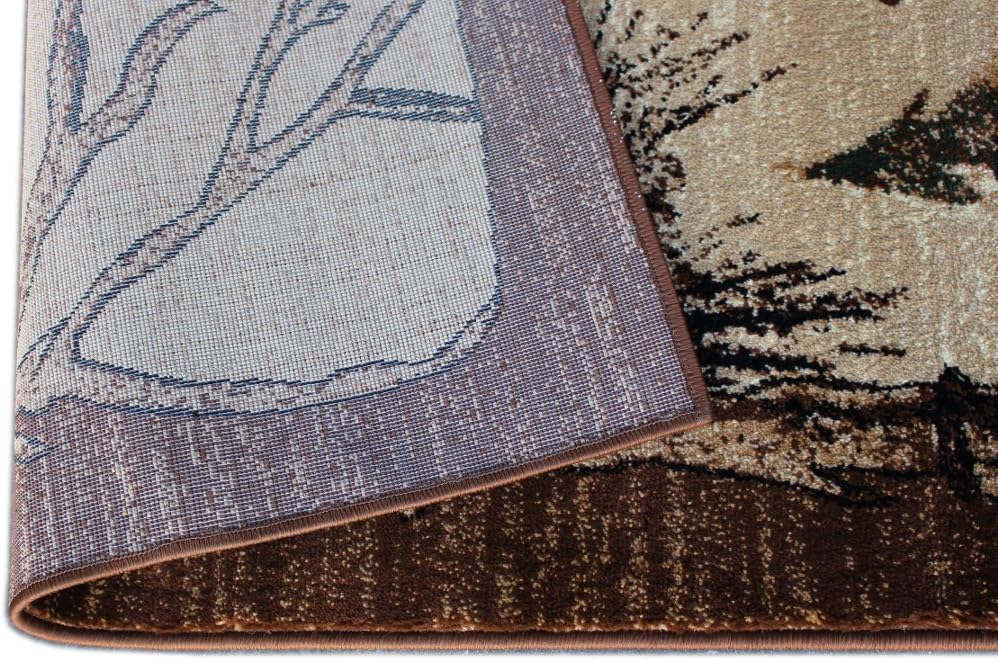 Masada Rugs, Bear Cabin Moose Area Rug (2 Feet 4 Inch x 10 Feet 9 Inch) Long Runner.