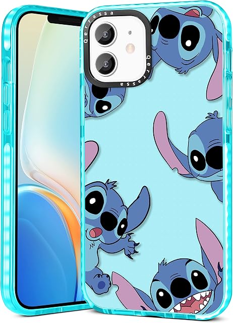 Qerrassa Stit for iPhone 12/12 Pro 6.1" Case Cute Cartoon Character Girly for Girls Kids Teens Phone Cases Cover Unique Kawaii Soft TPU Bumper Protective Case for iPhone 12/12 Pro 6.1''