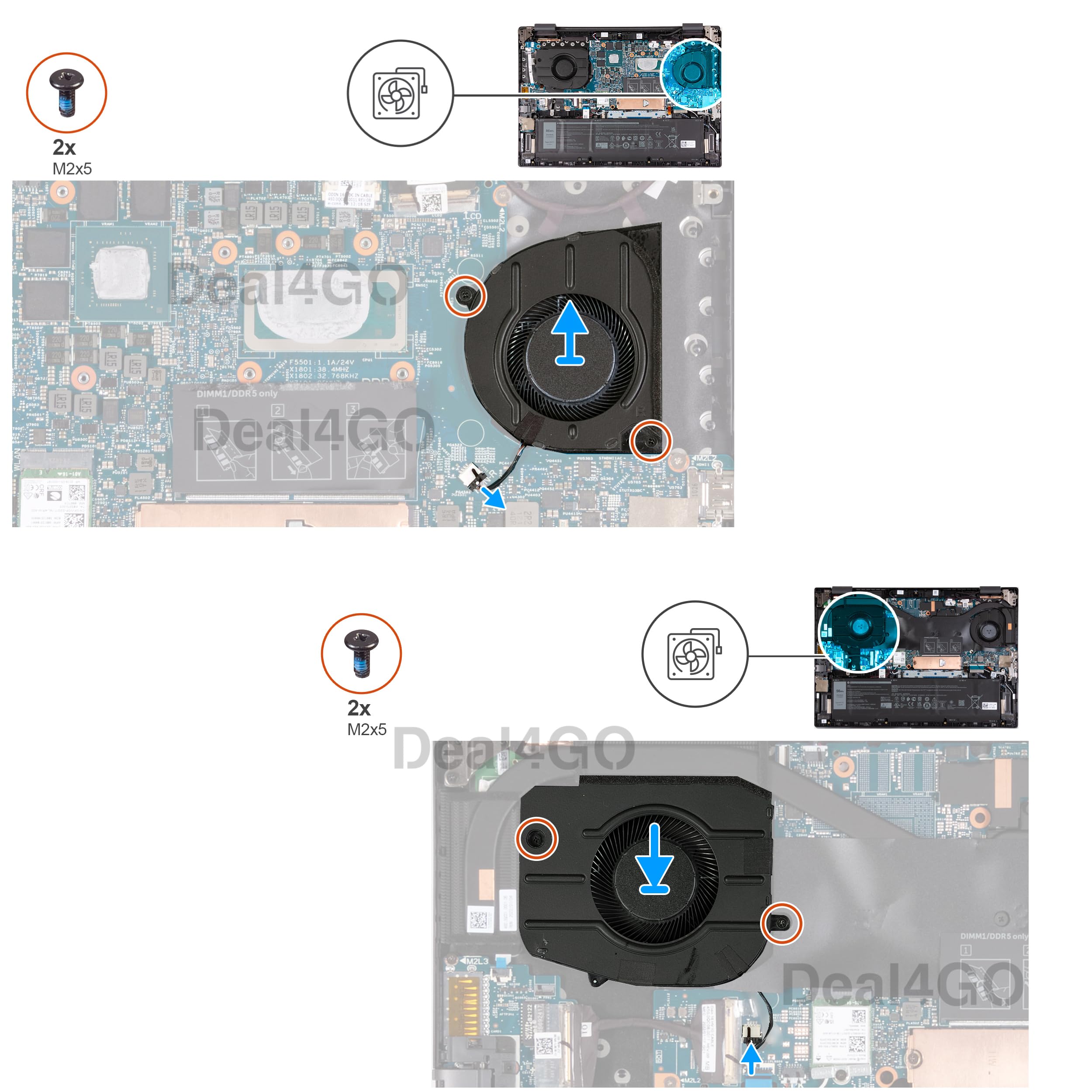 Deal4GO Ventilateur de refroidissement graphique CPU et GPU D9PK2 V7P3C Remplacement pour Dell Inspiron 16 Plus 7620 avec RTX 3060