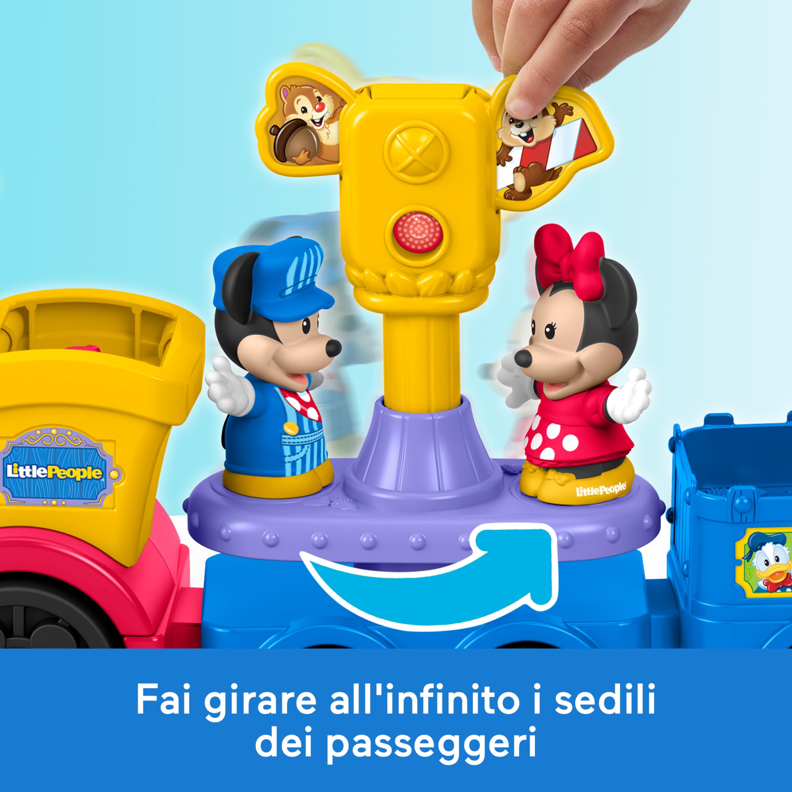 Fisher-Price Little People Disney - Trenino Musicale Topolino e Minnie, set trenino a spinta con musica e suoni, inclusi i 2 iconici personaggi Disney, 1+ anni, JKB04