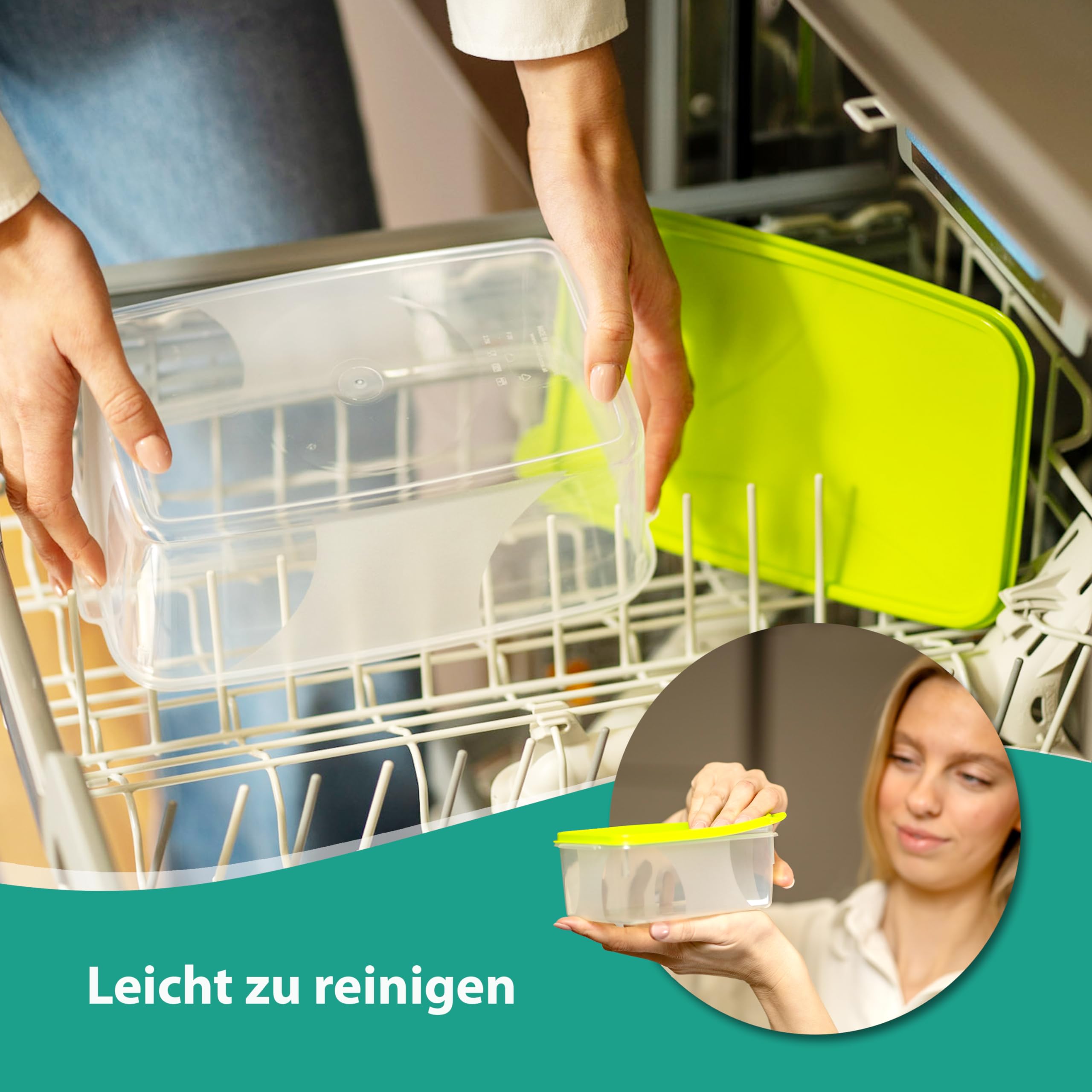 MiraHome Gefrierdosen 10x1L rechteckig grün – Vorratsdosen mit Deckel luftdicht – Transparente Frischhaltedosen mit Deckel – Aufbewahrungsbox Küche für Mealprep & Organisation – Austrian Quality