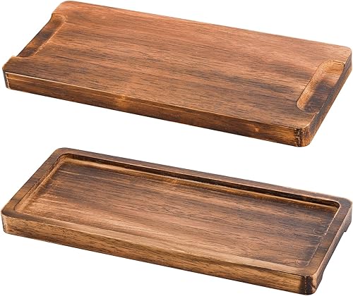 Miniatura 3 de SOUJOY Juego de 4 bandejas de madera para servir, plato de roble para alimentos, 12 pulgadas, 14.5 pulgadas, tablero rectangular para charcutería