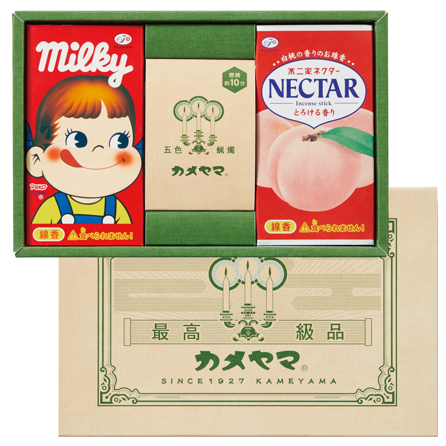 Kameyama Retro Gift Milky Nectar Incense Set With 10 Min Candle Japan