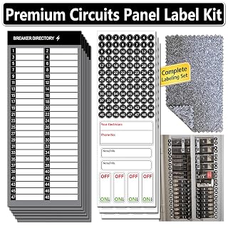 Electrical Panel Labels Kit, 48 Circuit Breaker Labels with Cleaning Cloth | Waterproof vinyl breaker labels & stickers for electrical panels, with directory sheet, strong adhesive and cleaning cloth. - Amazon product rated Grade A