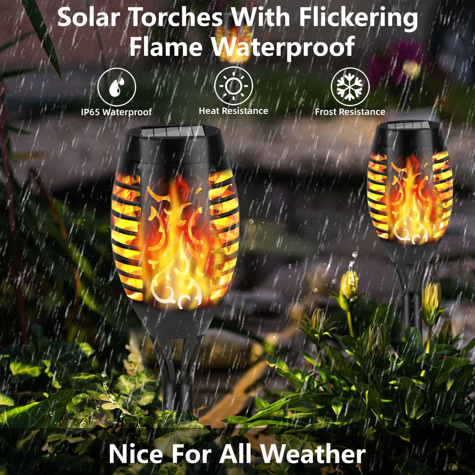 Solar-Flammenlichter für den Außenbereich, Solar-Taschenlampe mit flackernder Flamme für Gartendekoration, wasserdichte LED-Tiki-Fackeln für draußen, Hoflicht für Wege, Rasen, Terrasse