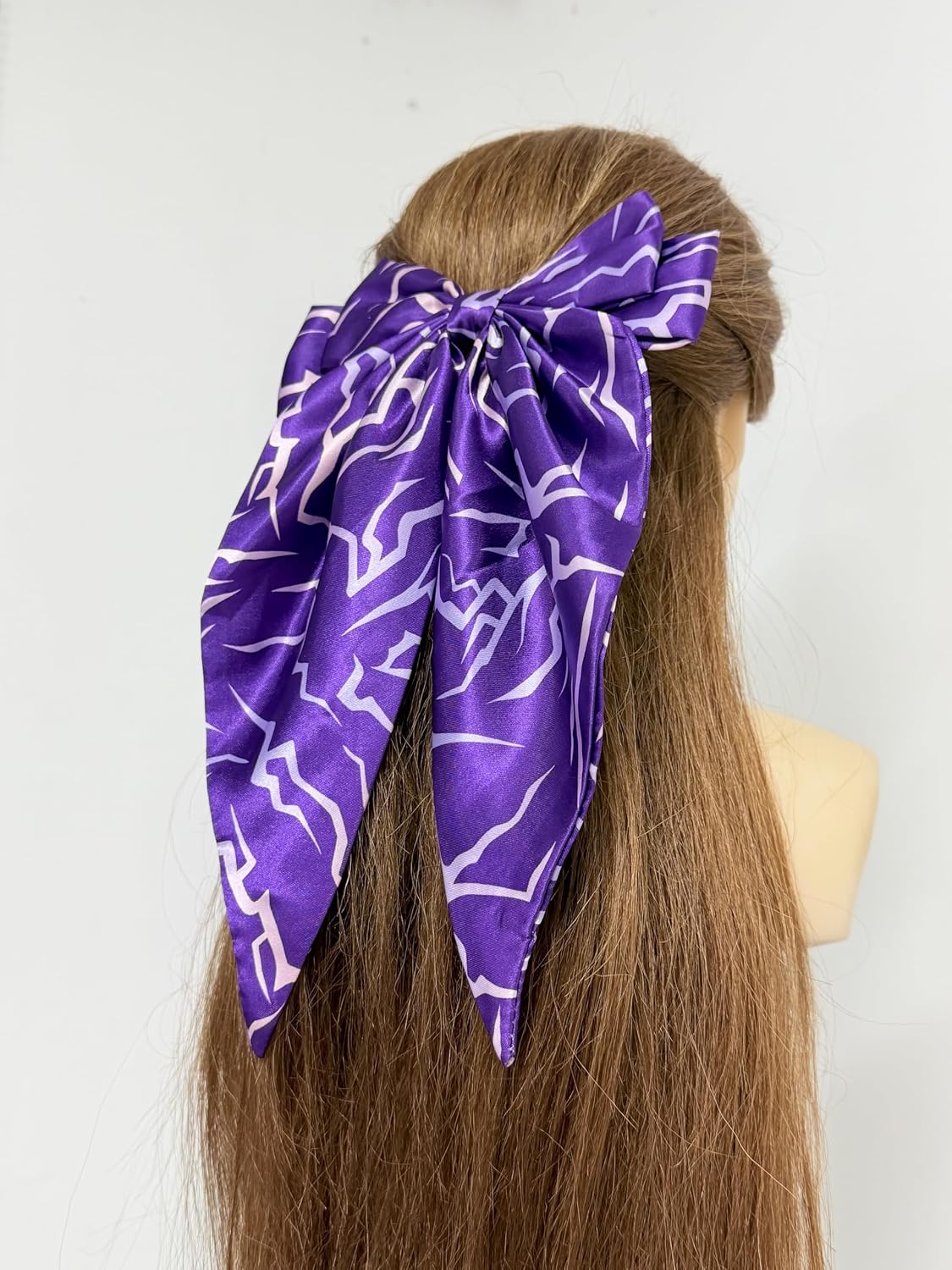K-Style Hair Bows with Bracelet,Purple Demon Energy Hair Ribbon Clips & 3 PCS Pink Bracelet for Women Girls Fans for Party Birthday Photo Booth Props