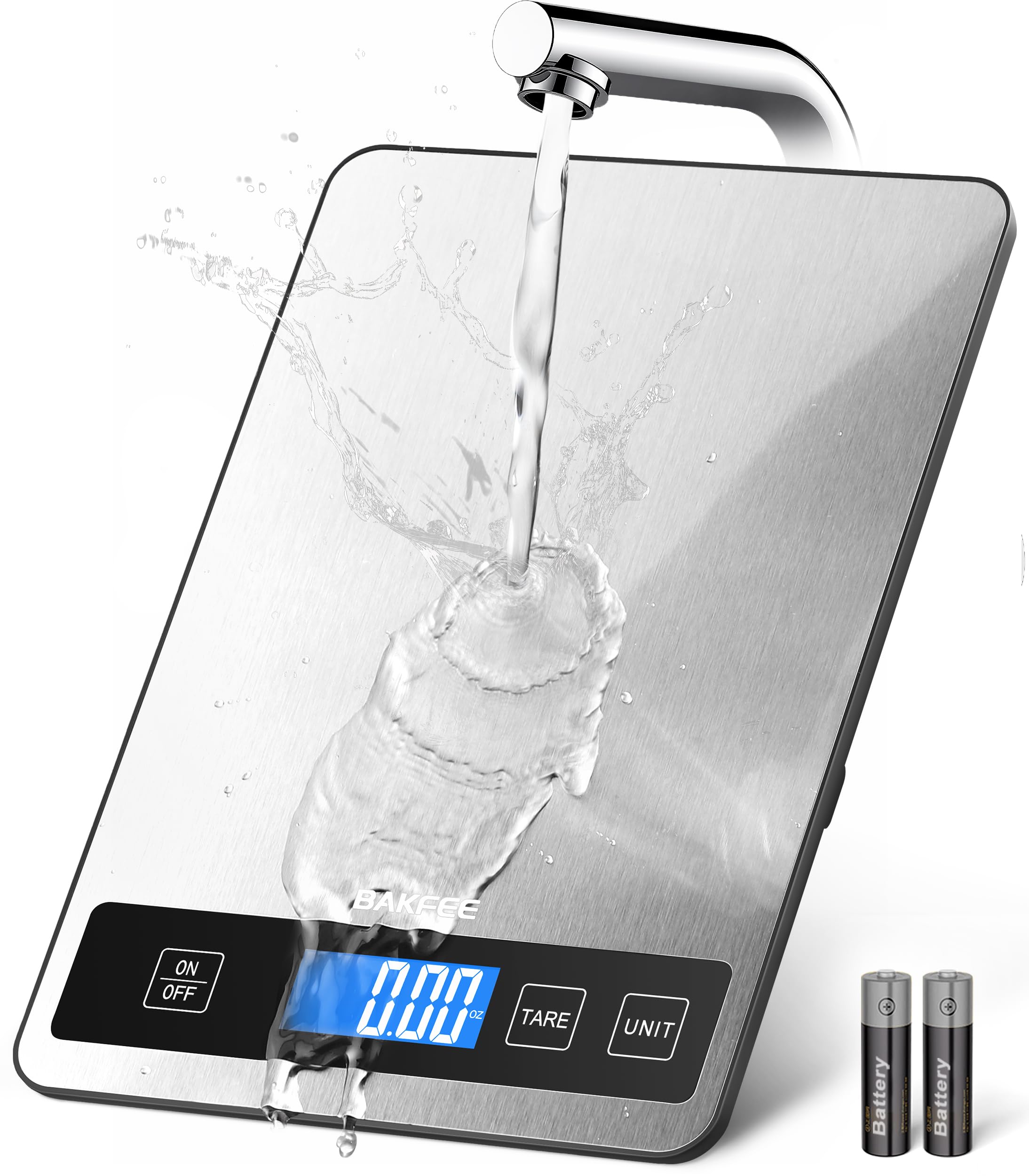 Digitale Küchenwaage, 1 g, Lebensmittelwaage mit LCD-Display mit Vollansicht mit Hintergrundbeleuchtung, Gramm und Unzen, zum Backen, Kochen, Lebensmittelgrau
