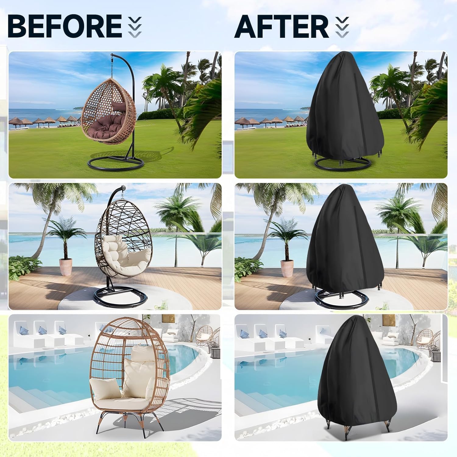Pokrowiec ochronny na fotel wiszący 210D, tkanina Oxford, pokrowiec ochronny na fotel wiszący, pokrowiec ochronny na fotel wiszący, pokrowiec ochronny na fotel swing Egg Chair Cover ze
