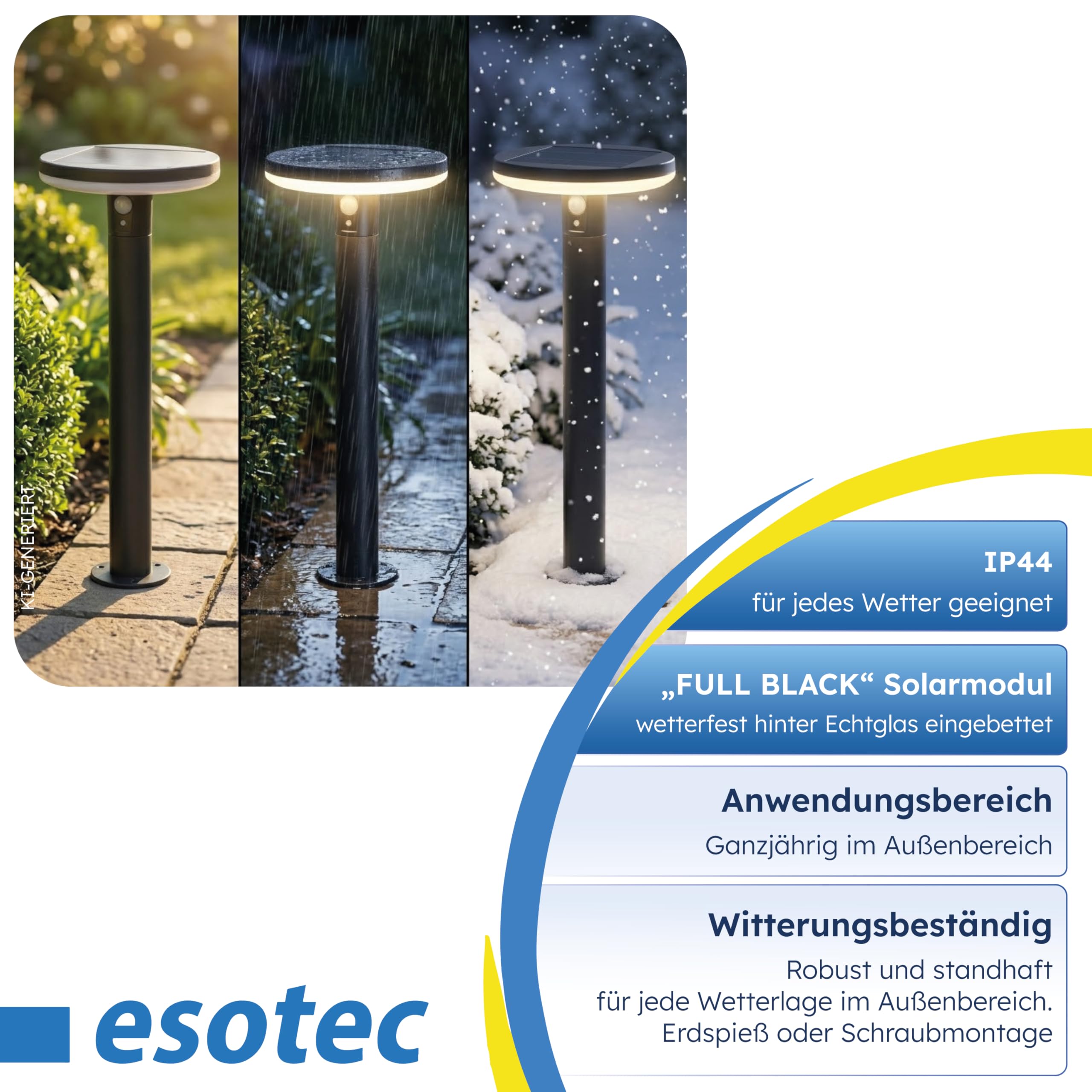 Esotec Solar Wegeleuchte Standleuchte Bewegungsmelder außen Arezzo 102742